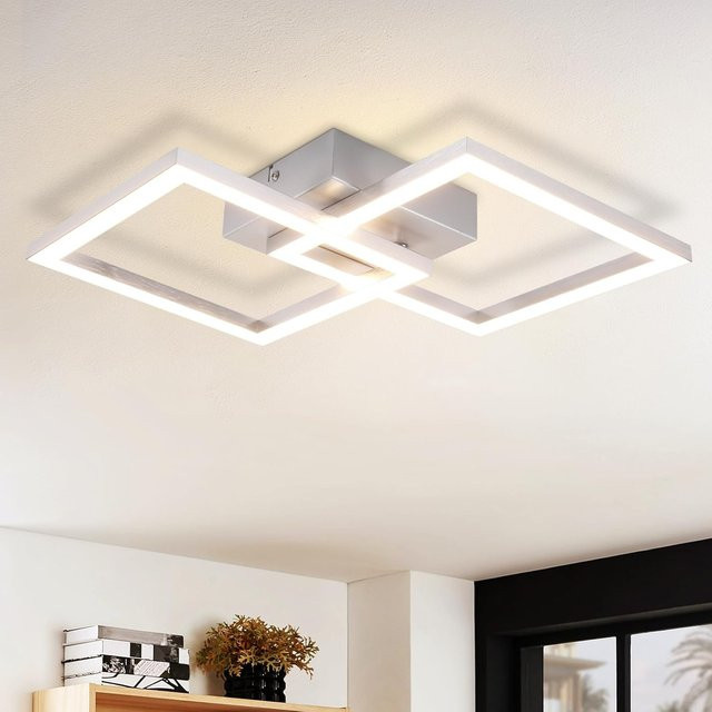 Nettlife LED Deckenlampe Modern Eckig in Silber mit Warmweißem Licht 24W - Bild 1
