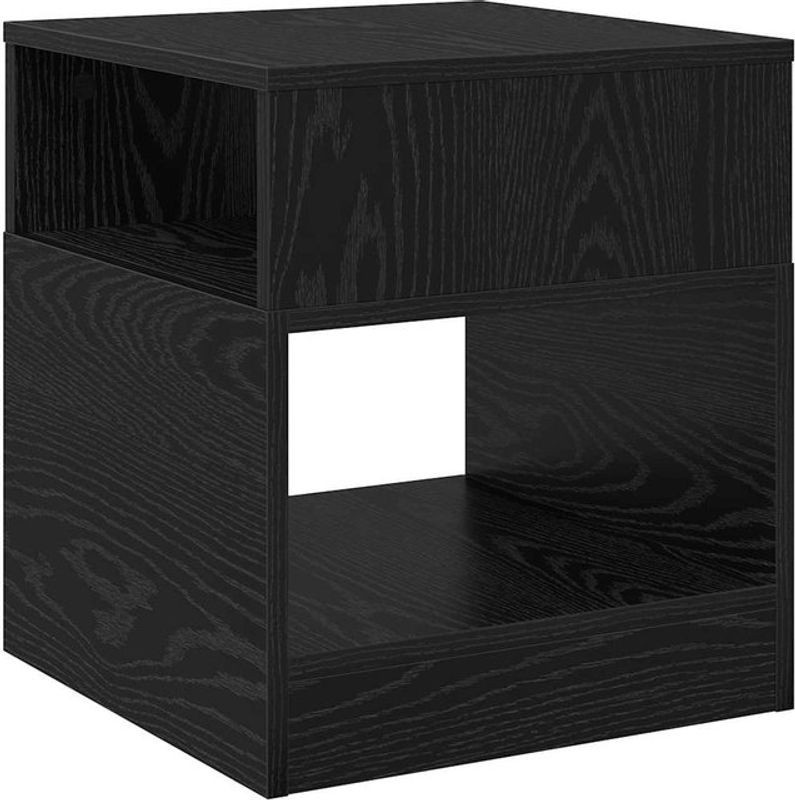 Modern minimalistischer Beistelltisch vidaXL in Schwarz mit Eichen-Optik, quadratisch, B/T/H: 40 x 40 x 45 cm - Bild 1