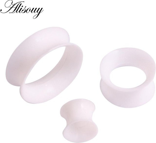 Alisouy Jewelry Flesh-Tunnel-Ohrstöpsel, Silikon, Weiß, 25 mm, Damen - Bild 1