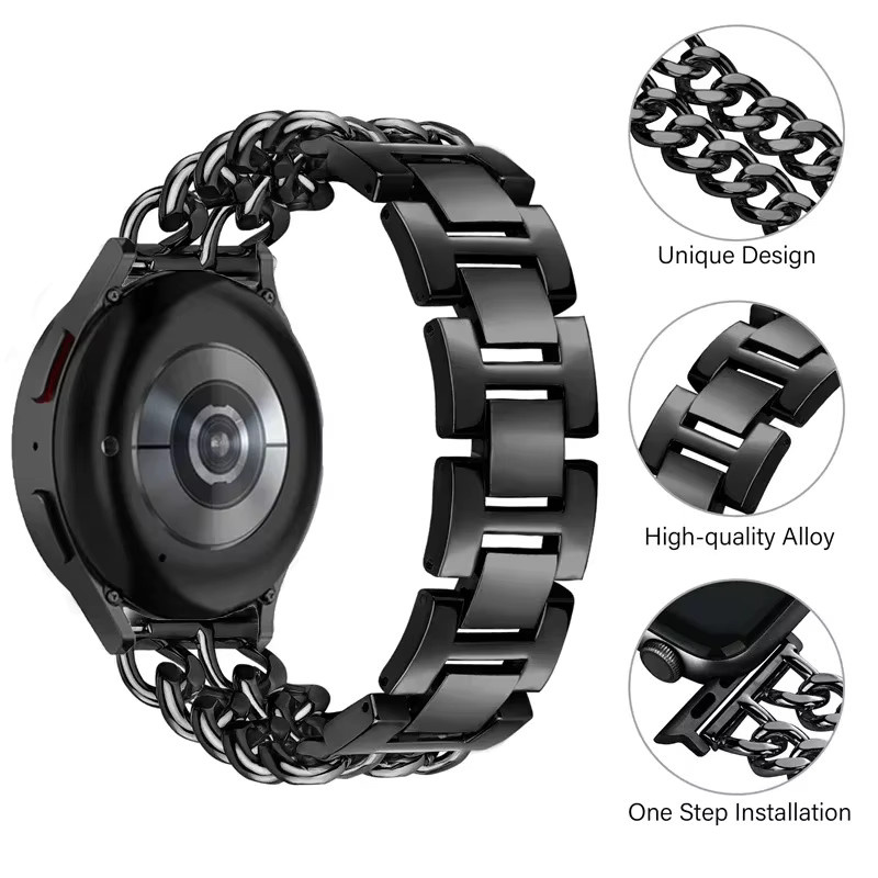 Uhrenarmband Edelstahl, Schwarz, Unisex, 20-22mm - Bild 2