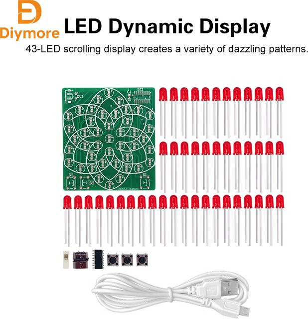 diymore Elektronik-Bausatz, Muster-Elektronik-Windmühlen-Fließwasserlicht, mit 43 LEDs, Kunststoff - Bild 1
