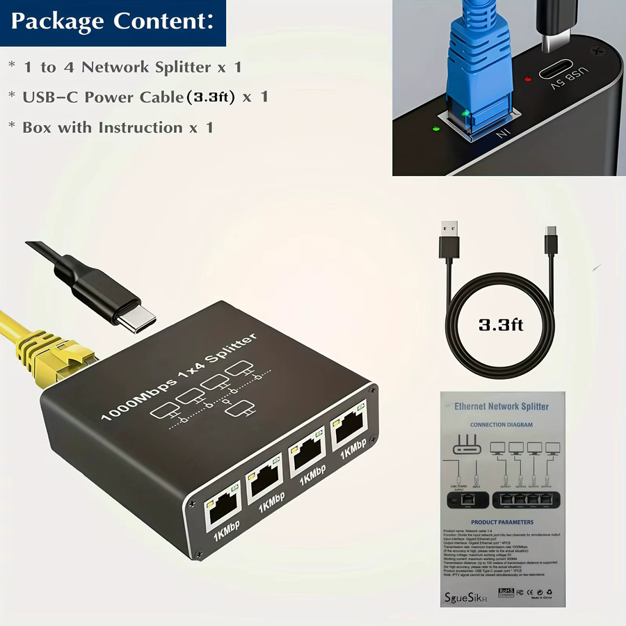 Regaton 5-Port Gigabit Netzwerk-Switch Ethernet RJ45 in Schwarz - Bild 6