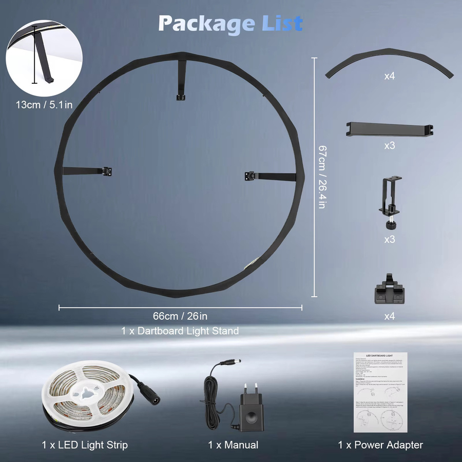 CyeeLife Dartboard-Beleuchtungssystem mit RGB-Ring-Licht in Schwarz und Lila - Bild 5