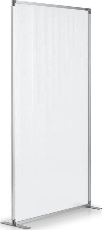 Magnetoplan Trennwand aus Metall und Kunststoff mit mattierter Polycarbonat-Scheibe, grau/weiß/transparent, H x B x T: 180 x 100 x 35 cm - Bild 1
