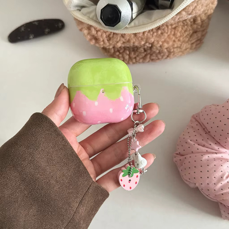 Rosa Erdbeer Schutzhülle mit Anhänger für Huawei FreeBuds 7i 6i 5i SE3 und FreeClip 2 - Bild 2