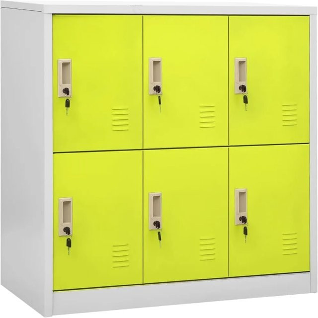 vidaXL Schließfachschränke aus Stahl im 2er-Set, Hellgrau und Grün, B/T/H: 90 x 45 x 92,5 cm - Bild 1