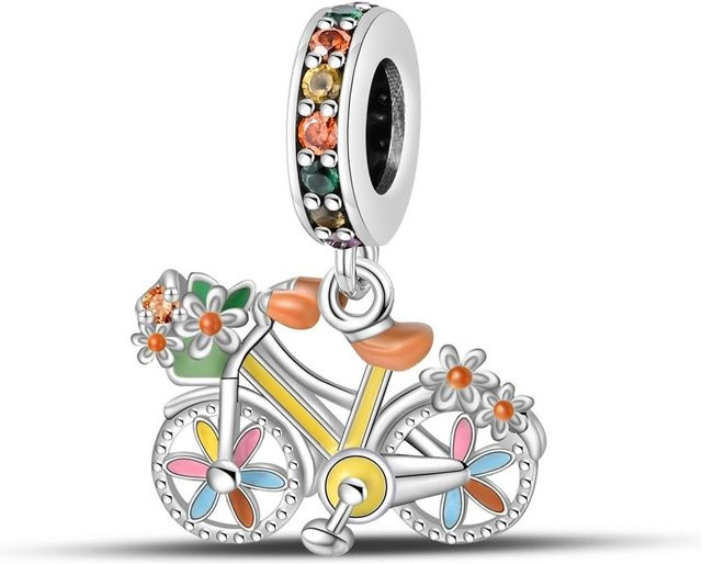 Anhänger Kupfer, Blume, Fahrrad, Perle, Zirkonia, Damen - Bild 1