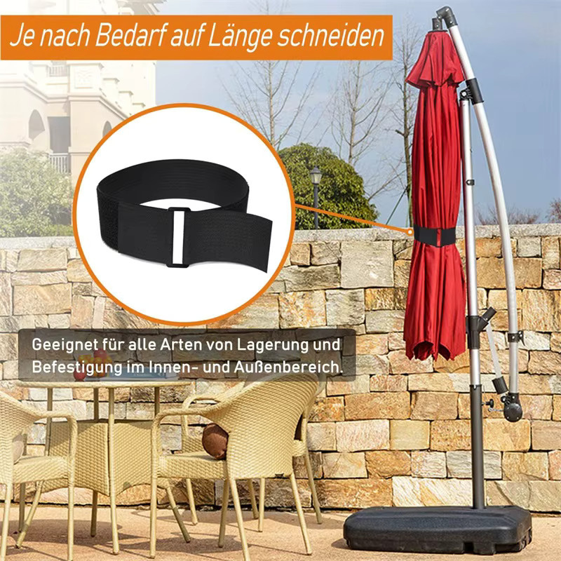 Wiederverwendbare Klettband-Sicherungskabelbinder in Schwarz mit 12 Schnallen, Länge: 5 m, Breite: 5 cm - Bild 5