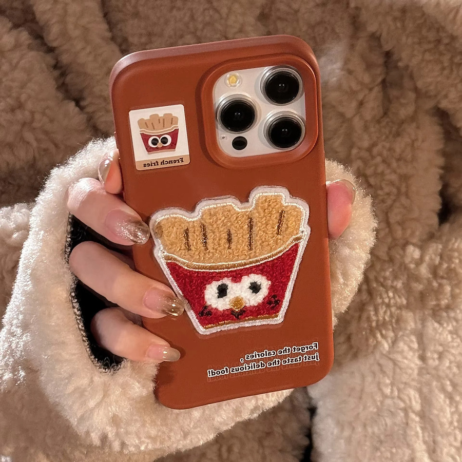 Personalisierte Plüsch Handyhülle im American Food Pommes Frites Design für Apple iPhone 16 15 14 13 12 11 - Bild 3