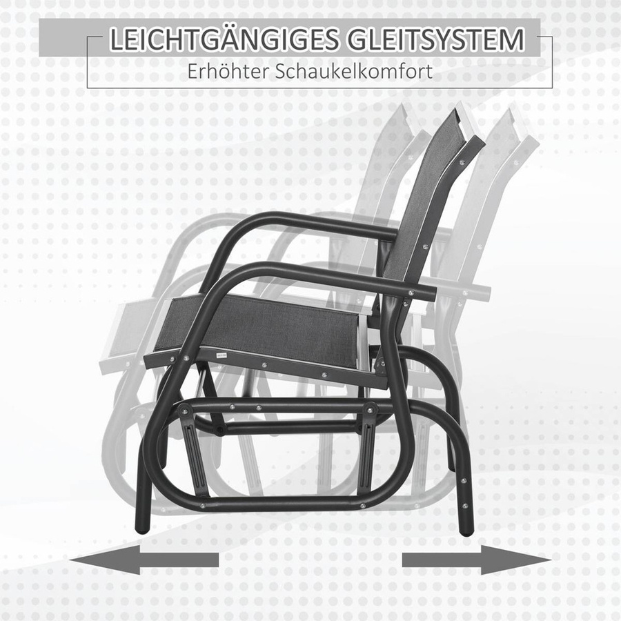 Outsunny Schaukelstuhl mit Mesh-Stoff und Armlehnen in Schwarz, B/T/H: 75 x 66 x 85 cm - Bild 4