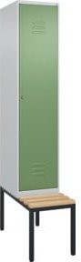 C+P Spind Classic PLUS Garderobenschrank mit Sitzbank, 1 Abteil, Zylinderschloss, 4 Garderobenhaken, B/T/H: 212,0 x 40,0 x 81,5 cm - Bild 1