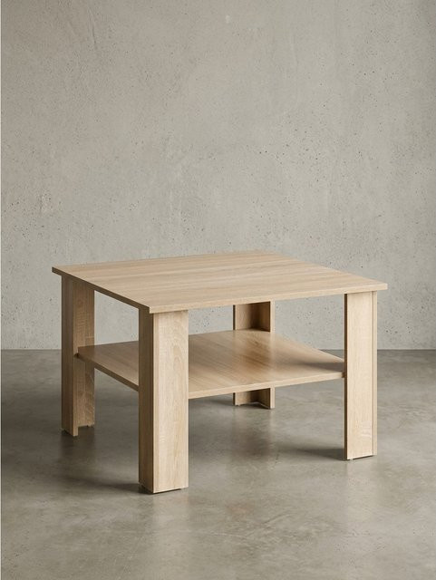 KADIMA DESIGN Couchtisch Eiche in Braun und Beige mit Ablage und Stauraum, B/T/H: 60 x 60 x 42 cm - Bild 1