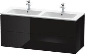Duravit L-Cube Waschtischunterschrank wandhängend in Schwarz Hochglanz B: 129 cm, T: 48,1 cm, H: 55 cm - Bild 1