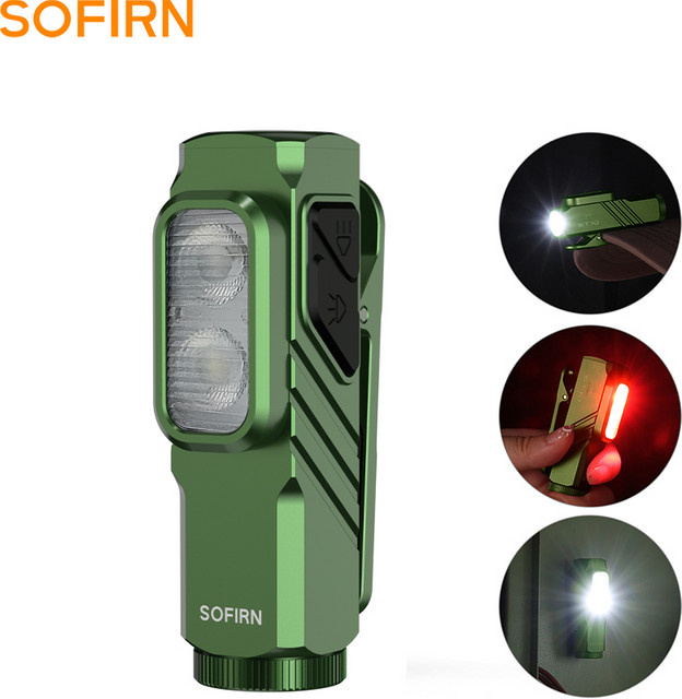 SOFIRN Mini ST10 EDC-Taschenlampe mit 1000 Lumen, Rotlicht, USB-C wiederaufladbar und Magnetischem Endstück in Grün - Bild 1