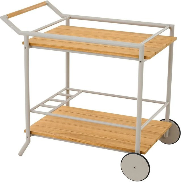 Siena Garden Servierwagen Rolito in Seidengrau mit Teakeinlagen, B/T/H: 80 x 56 x 89 cm - Bild 1
