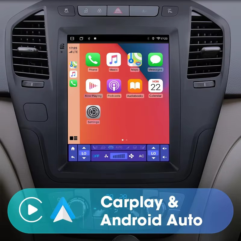 Jmcq Android 12 2DIN Autoradio mit 9.7 Zoll Display für Buick Regal und Opel, Multimedia Player mit GPS und CarPlay, Schwarz - Bild 3