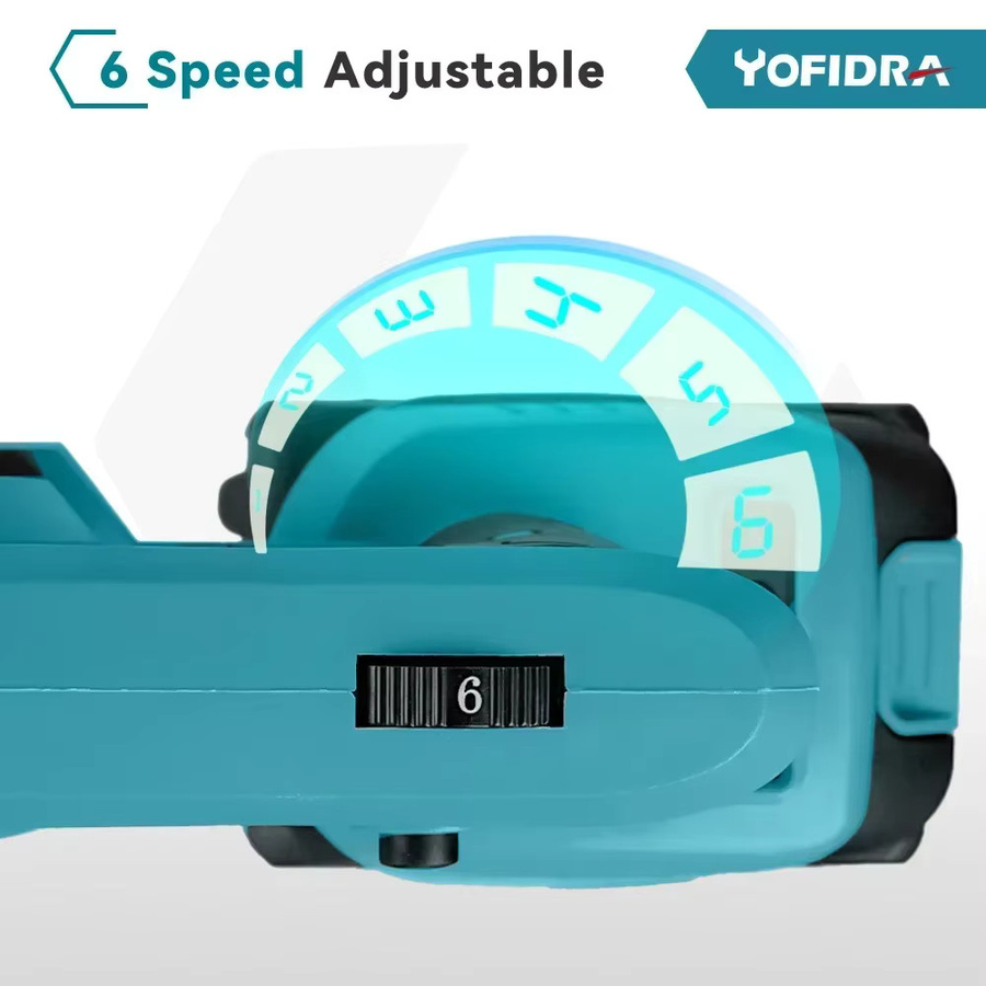 Yofidra Bürstenloses elektrisches Gebläse mit 6 Gängen, kabellos, kompatibel mit Makita 18 V Akku-Pin zur Reinigung von Staub und Blättern - Bild 3