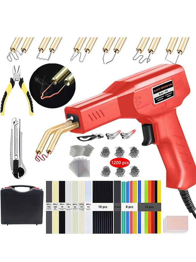 Besper Kunststoff Schweißer Kit Rot mit 220 W/50 W Heißklammern zur Stoßstangen Reparatur und Kunststoff Reparatur Werkzeug Set - Bild 7