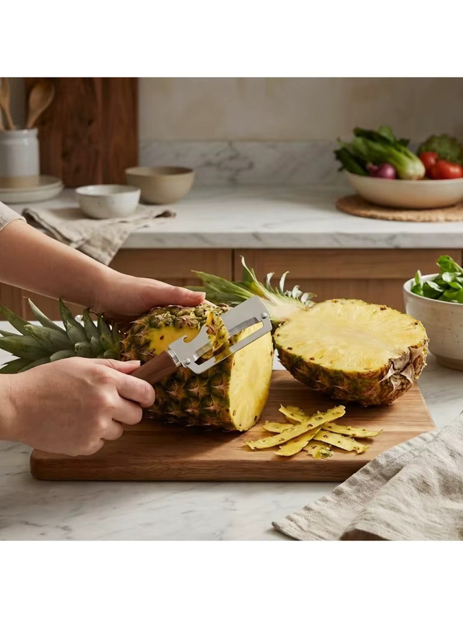 WORTHBUY Edelstahlschäler in Schwarz mit rutschfestem Kunststoffgriff für Obst und Gemüse wie Ananas, Kürbis oder Zuckerrohr - Bild 7