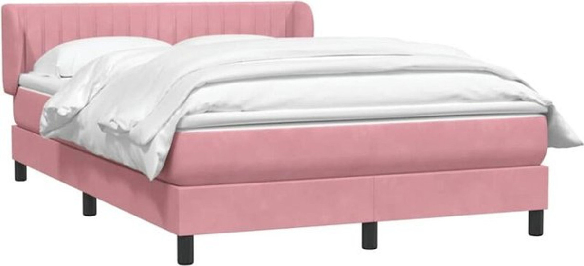 vidaxl Boxspringbett mit Matratze aus Samt in Rosa und Weiß, B/T/H: 160 x 220 x 78 cm - Bild 1