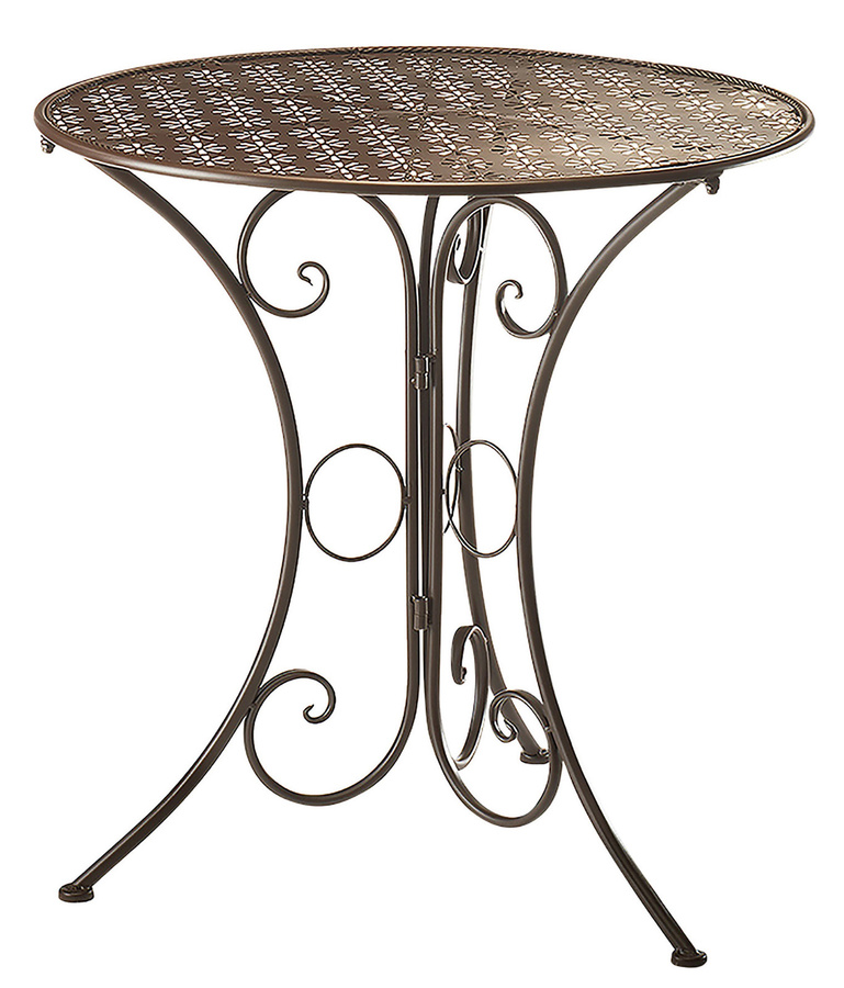 Kobolo Dekorativer Gartentisch aus Metall in Braun mit Blumenoptik durch Stanzungen, Durchmesser: 60 cm - Bild 1