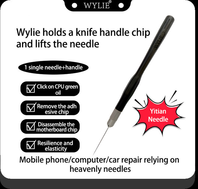 WYLIE WL-207F Präzisions-IC-Hebelnadel in Schwarz für die Reparatur von Handy-CPU und Motherboard-Chips - Bild 1