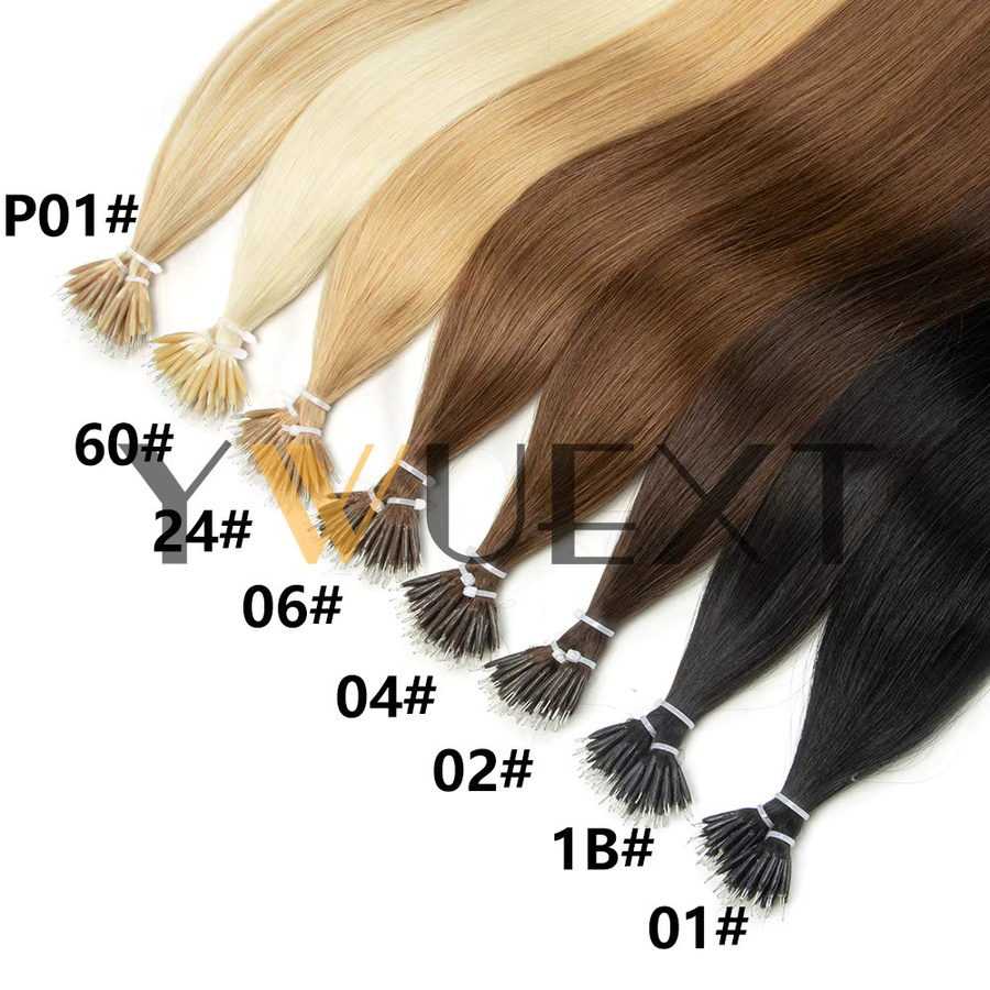 YWUEXT Micro Ring Haarverlängerungen Echthaar Glatt, 30g, 50 Stück, Damen - Bild 4