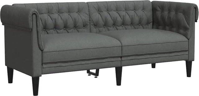 vidaXL Chesterfield-Sofa 2-Sitzer Dunkelgrau mit Stoffbezug und Massivholzrahmen B: 182,5 cm, H: 74,5 cm, T: 74,5 cm - Bild 1