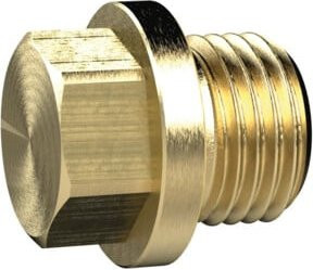 Riegler Verschlussschraube aus Messing mit Außensechskant und Bund, G 1 1/4, SW 30, Farbe Gold - Bild 1