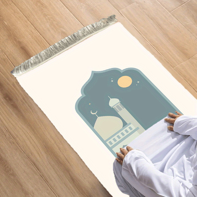 VIKAMA Gebetsteppich für Ramadan und Eid, faltbare und tragbare muslimische Gebetsmatte im orientalischen Design für Männer und Frauen - Bild 1