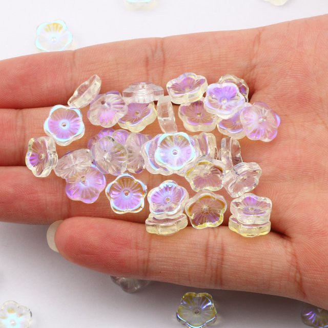 Laudsong Glas Perlen, Blume Form, Transparent, 8/10mm - Bild 1
