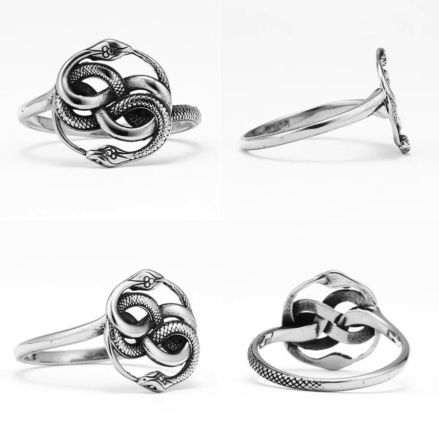 Metal Town Ring Schlange Ouroboros, Edelstahl, Silber, Unisex - Bild 3