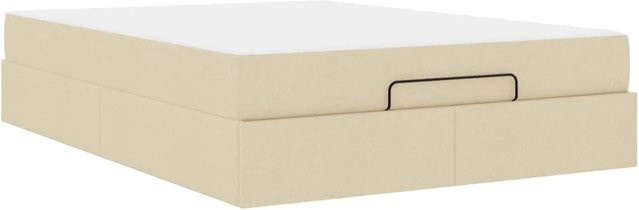 vidaXL Bettgestell mit 2 Matratzen in Beige aus Stoff mit Schubladen B/T/H: 140 x 190 x 43,5 cm - Bild 1