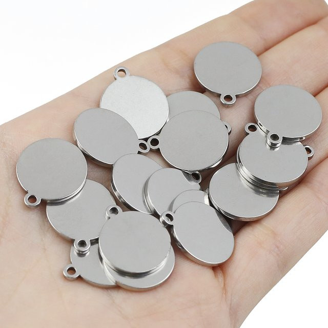 Edelstahl Anhänger Flache Kreis Blank Cabochon Einstellung Tablett, DOY Zubehör - Bild 1