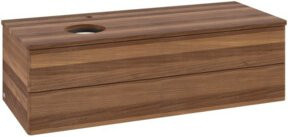 V&B Waschtischunterschrank Antao mit Beleuchtung, Farbe Walnuss/Weiß, B/T/H: 120 x 50 x 50 cm - Bild 1
