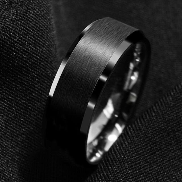 Ring Edelstahl, Schwarz, Matt gebürstet, 8 mm, Unisex - Bild 1