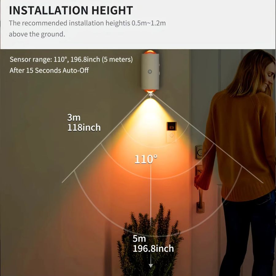 Leclstar LED-Wandleuchte mit Bewegungsmelder und RGB-Licht, wiederaufladbare Nachtlicht-Dekoration für Treppen und Veranda - Bild 2