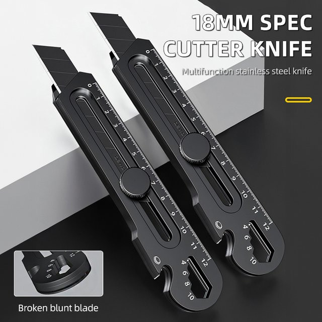 DTBD 6-in-1 Multifunktionsmesser aus Edelstahl mit einziehbarem 18mm Snap-Off-Messer - Bild 1