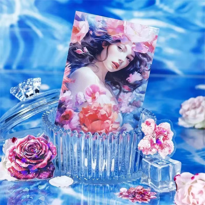 15 Stück YCDBTH DIY PET Aufkleber mit Blumen, Wolken und Meer Motiven in Multicolour für Scrapbook und Dekoration, B: 12,6 cm, H: 8,5 cm - Bild 1