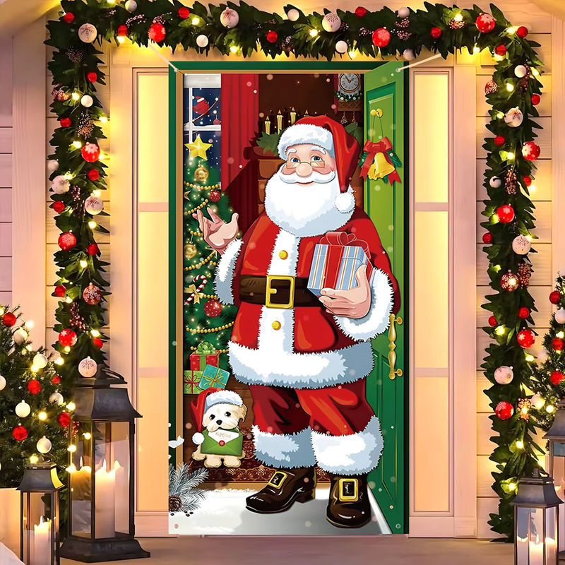 Hängende Weihnachtsflagge für Veranda und Tür als Dekoration, rot, rechteckig aus Textil - Bild 6