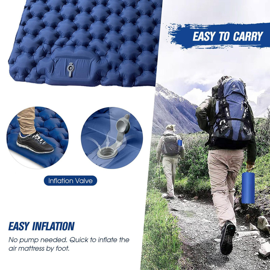 Binchi Outdoor 2-Personen-Luftmatratze für Camping und Rucksackreisen in Blau, H x B x T: 9 x 196 x 125 cm - Bild 1