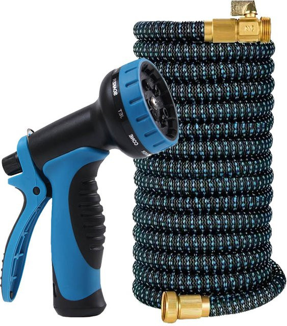Multifunktionale Garten-Wasserpistole mit Sprühdüse von FLOWERS SPRAL in Schwarz-Blau für Garten und Autowäsche - Bild 1