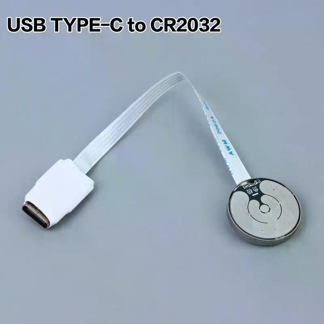 KOQZM USB-Typ-C-auf-CR2032-Batterieadapter-Konverter mit dünnem FFC-Kabel in Weiß, 5-30V Eingang - Bild 1
