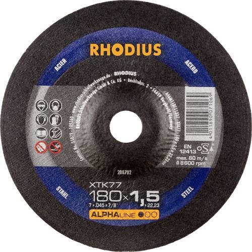 Rhodius Trennscheibe gekröpft für Metall, Durchmesser: 180 mm, Schwarz - Bild 1