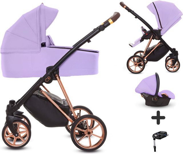 TPFLiving 4in1 Kinderwagen Ultra Stoff in Lila mit Gestell in Roségold - Bild 1