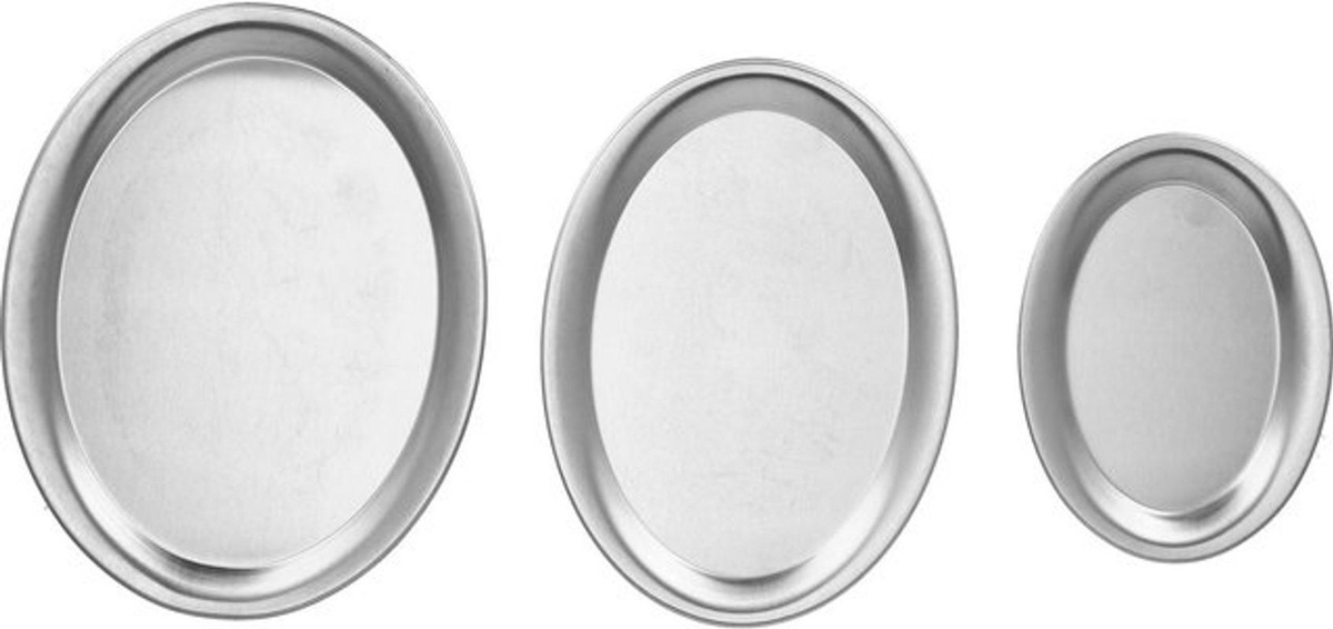 CosyHome 3er-Set Desserttabletts aus Edelstahl in Silber, ovale Serviertabletts mit Spiegelpolierter Oberfläche für Snacks und Schmuck - Bild 1