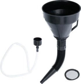 BGS Öl-Einfülltrichter-Set aus Kunststoff mit flexiblem Rohr und Schlauch, 3-teilig, Durchmesser: 135 mm, Schwarz und Transparent - Bild 1