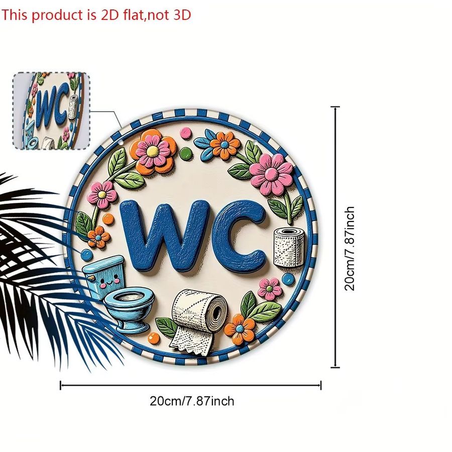 CIFBUY Vintage WC Schild aus Aluminium mit Blumenmuster in Mehrfarbig im Bauernhaus Stil zur Wandmontage - Bild 2