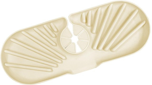Rutschfeste Silikon Wasserhahnmatte von mfySpace als Spritzschutz und Tropfauffangschale für Küche und Badezimmer in Weiß - Bild 1