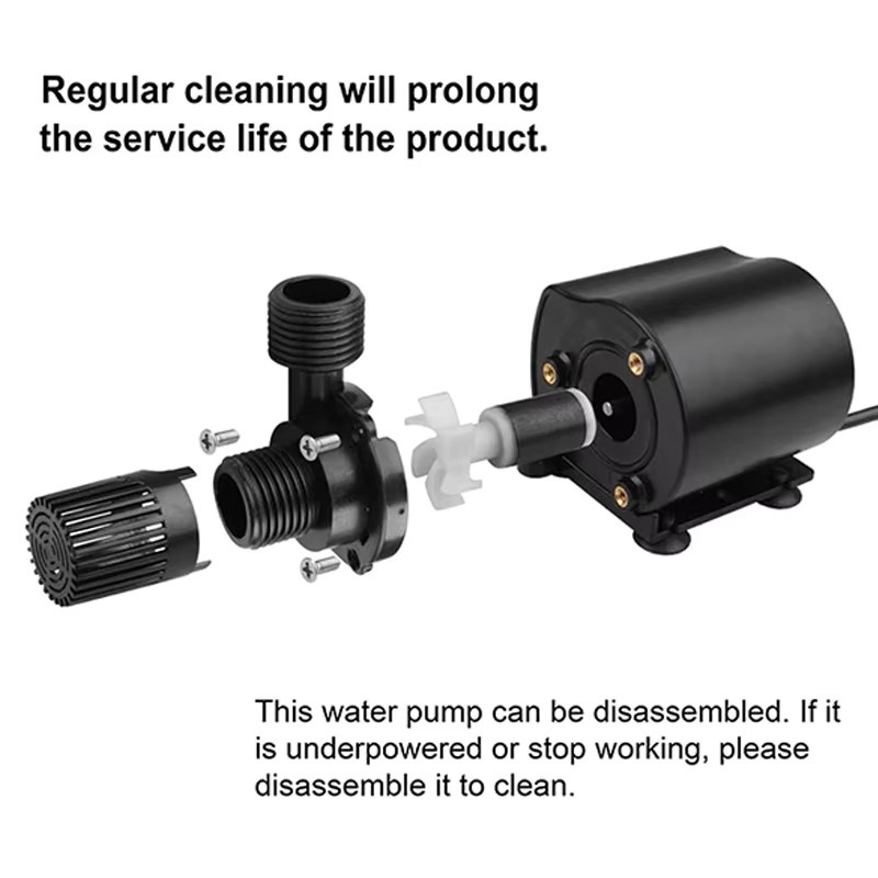 xmshxltd Mini bürstenlose Wasserpumpe mit Filter DC12V 800L/H, Farbe: Schwarz - Bild 5